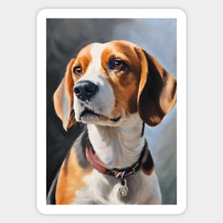 Cute Beagle Dog Breed Oil Painting Sticker